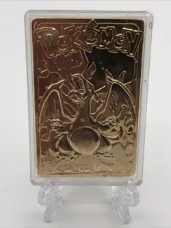 1999 Nintendo Pokemon Charizard Burger King 23k Gold Plated Trading Card - Image 1