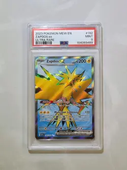 Zapdos EX 192/165 Ultra Rare 151 Mint PSA 9 Graded Pokemon Card Holo 2023 - Image 1
