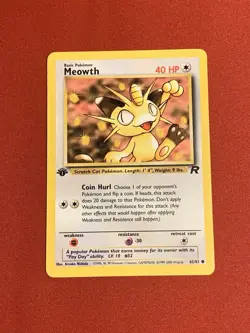 1st Ed Meowth Non-Holo 2000 WOTC Pokemon Card 62/82 Rocket Set - Image 1
