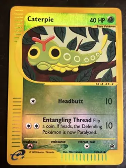 Pokemon TCG Caterpie Reverse Holo Card 096/165 Expedition Base Set - Image 1