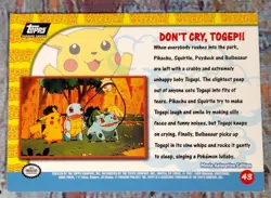 Pokemon TOPPS Pikachu's Vacation DON'T CRY, TOGEPI! #43 - Image 2