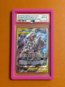 2019 POKEMON SM BLACK STAR PROMO #SM191 FULL ART/MEWTWO & MEW GX PSA 10 - Image 1