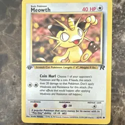Pokemon TCG Meowth Team Rocket 1st Edition 62/82 40 HP Basic Common Regular - Image 1