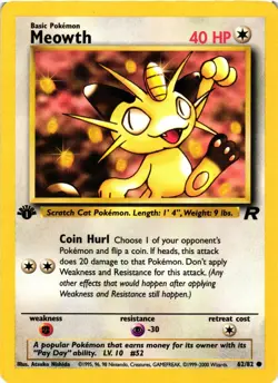 Pokemon TCG Meowth Team Rocket 62/82 Regular 1st Edition Common LP - Image 1