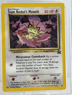 Team Rocket's Meowth 18/53 Wotc Black Star Promo Pokemon CGG 10 ** PRISTINE ** - Image 2
