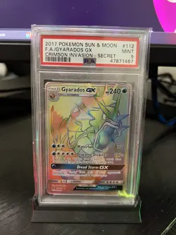 2017 POKEMON SUN & MOON CRIMSON INVASION SECRET #112 FULL ART/GYARADOS GX PSA 9 - Image 1