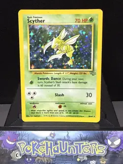 Pokemon Card Scyther 10/64 Jungle Set Holo Rare WOTC Played 3 - Image 1
