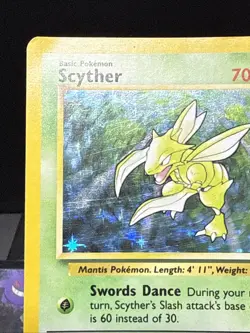 Pokemon Card Scyther 10/64 Jungle Set Holo Rare WOTC Played 3 - Image 3