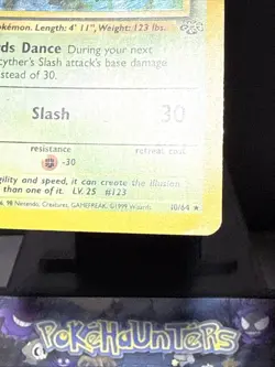Pokemon Card Scyther 10/64 Jungle Set Holo Rare WOTC Played 3 - Image 4