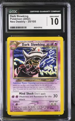 CGC 10 GEM MINT Dark Slowking 2002 Neo Destiny 20/105 Pokemon Card - Image 1