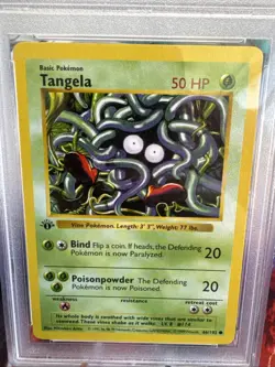 1st Edition Shadowless Tangela 66/102 Base Set Pokemon Card PSA 8 - Image 2