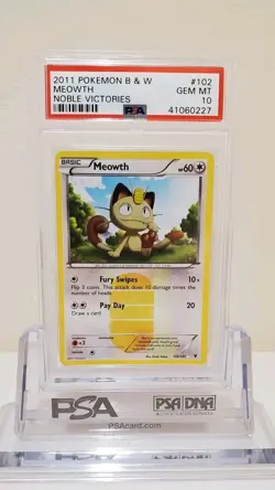 PSA 10 Gem Mint Meowth 102/101 Noble Victories Secret Rare Holo Pokemon Card - Image 1