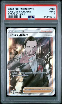 Boss's Orders PSA 9 (Full Art) 189/192 Swsh02: Rebel Clash Holo Pokemon Trainer - Image 1