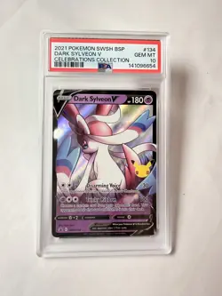 2021 POKEMON SWSH BLACK STAR PROMO CELEBRATIONS COLL #134 DARK SYLVEON V PSA 10 - Image 1