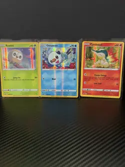 Pokemon TCG Rowlet SWSH220 Cyndaquil SWSH221 Oshawott SWSH222 Cosmos Holo NM - Image 1