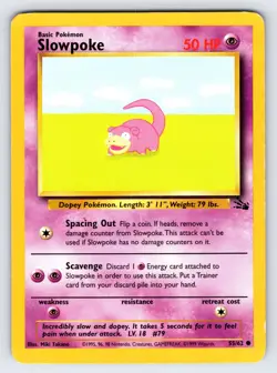 Slowpoke 55/62 1999 Fossil Set Pokemon Card TCG Vintage WOTC Common - Mp - Image 1