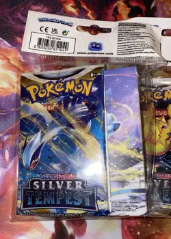 Pokemon Sword & Shield Silver Tempest Booster Packs+Mini Portfolio Lot Of 5 New - Image 1