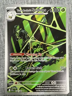 Pokemon TCG Destined Rivals Team Rockets Spidops Illustration Rare Card 187/182 - Image 1