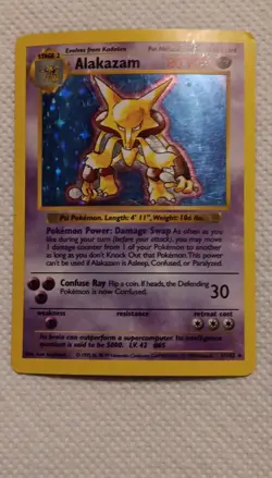 Pokemon Alakazam Base Set Shadowless Holo Rare 1/102 80HP English Card - Image 1