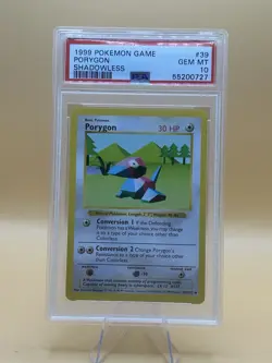 1999 Pokemon Shadowless Base Set Porygon #39 PSA 10 - Image 1