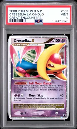2008 Pokemon Diamond & Pearl Great Encounters #103 Cresselia Lv.X-Holo PSA 9 - Image 1