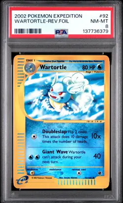 2002 POKEMON EXPEDITION #92 WARTORTLE-REVERSE FOIL PSA 8 - Image 1