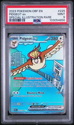 2023 Pokemon Obsidian Flames EN Pidgeot ex #225 PSA MINT 9 - Image 1