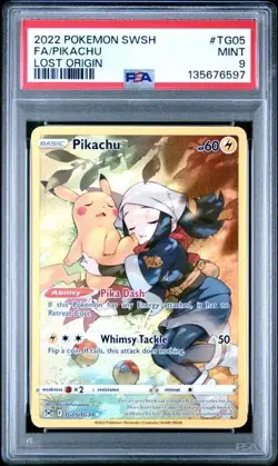 PSA 9 Pikachu TG05/TG30 Pokemon Lost Origin Trainer Gallery Sword Shield Holo - Image 1