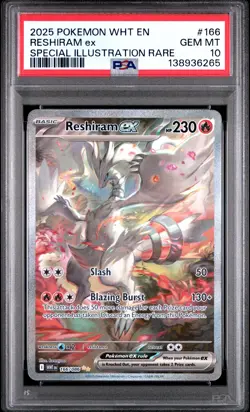 2025 POKEMON WHT EN-WHITE FLARE SPECIAL ILLUSTRATION RARE RESHIRAM EX PSA 10 - Image 1
