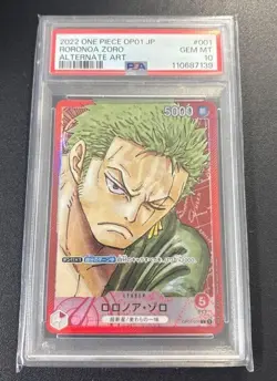 ✅One Piece PSA10 Roronoa Zoro Leader Alt Parallel OP01-001 Romance Dawn Japanese - Image 1