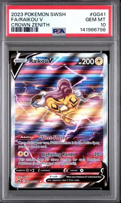 2023 POKEMON SWSH CROWN ZENITH FA/ RAIKOU V GG41 PSA 10 GEM MT - Image 1