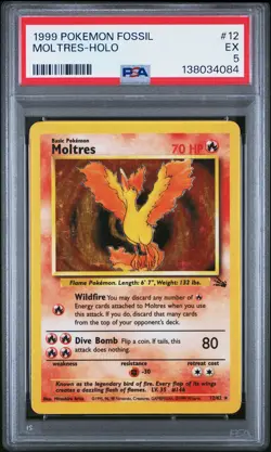 1999 POKEMON FOSSIL #12 MOLTRES-HOLO PSA 5 - Image 1