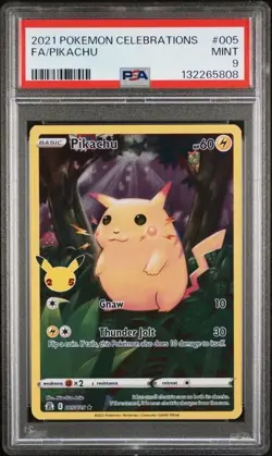 2021 POKEMON CELEBRATIONS 005 FULL ART/PIKACHU PSA 9 MINT - Image 1