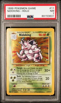Pokemon TCG Unlimited Base Set Nidoking 11/102 Holo Rare PSA 7 NM - Image 1
