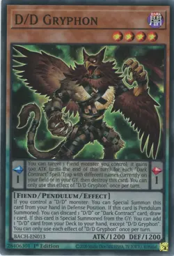 Yugioh D/D Gryphon BACH-EN013 Super Rare 1st Edition NM - Image 1