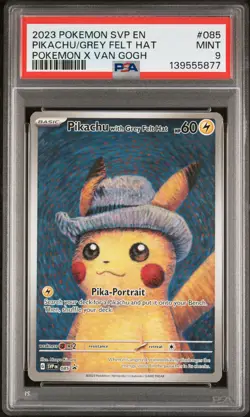 2023 POKEMON POKEMON X VAN GOGH PROMO #085 PIKACHU WITH GREY FELT HAT PSA 9 - Image 1