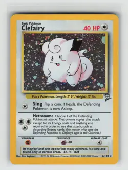 MP Clefairy 6/130 Holo Rare Base Set 2 Pokemon 2000 - Image 1