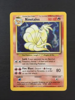 Pokemon Ninetales TCG Base Set Holo Shadowless Rare Card 12/102 Black Flame WOTC - Image 1