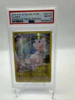 2016 Pokemon TCG XY Mythical Collection Mew Promo XY110 PSA 8 Foil Black Star - Image 1