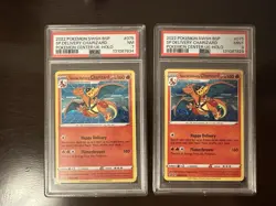 Special Delivery Charizard Promo Holo Pokemon Card SWSH075 PSA 9 and PSA 7 SWIRL - Image 1