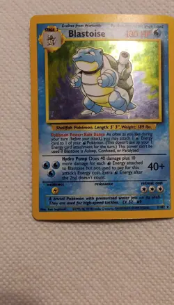 Pokemon Blastoise Base Set Holo Rare 2/102 Stage 2 HP 100 English Card - Image 1