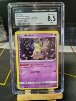 ERROR MISCUT O/C CGC 8.5 Mimikyu Cosmos Holo 081/189 Darkness Ablaze Pokemon - Image 1