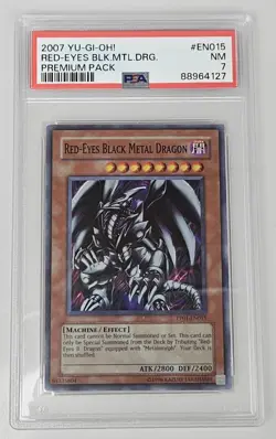 2007 Yu-Gi-Oh! Red-Eyes Black Metal Dragon Super Rare PP01-EN015 PSA 7 NM - Image 1