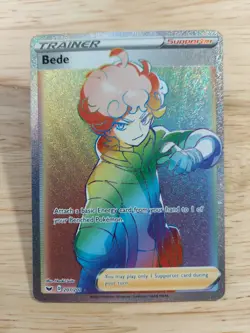 Bede 207/202 Sword & Shield NM Full Art Secret Rainbow Rare Pokemon Card - Image 1