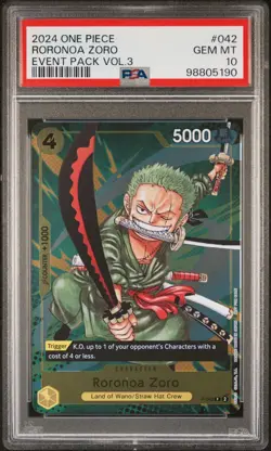 PSA 10 Gem Mint Roronoa Zoro P-042 One Piece Event Pack Vol.3 Promo - Image 1