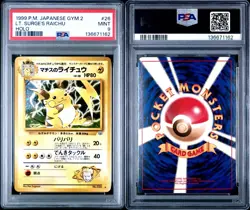 1999 Pokemon Japanese Gym 2 LT. Surge's Raichu 26 Holo PSA 9 MINT Fresh New Slab - Image 1