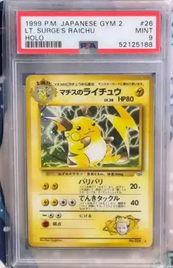 Pokemon PSA 9 Japanese Lt. Surge's Raichu Holo From Challenge from the Darkness - Image 1