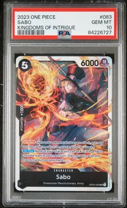 Sabo OP04-083 One Piece Japanese Kingdoms Of Intrigue PSA 10 GEM MINT 2023 - Image 1