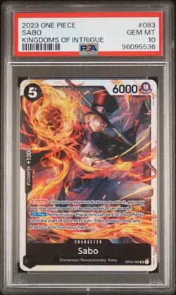 2023 ONE PIECE OP04-KINGDOMS OF INTRIGUE #083 SABO PSA 10 - Image 1