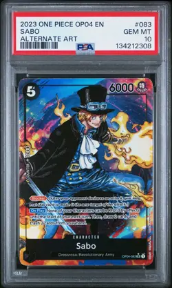 2023 ONE PIECE OP04-KINGDOMS OF INTRIGUE 083 SABO ALTERNATE ART PSA 10 NEW CERT - Image 1